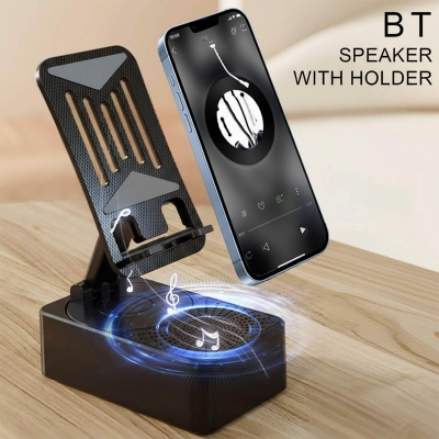 Picture of Foldable Mobile Phone Desk Holder,Wireless Speaker with Stand - 3 in 1 Mobile Phone Holder,360 Rotating Phone Stand,Phone Stand with Speaker, Cellphone Holder with Bluetooth Speaker