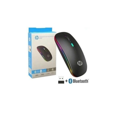 Picture of HP W10 Wireless Bluetooth Mouse, Rechargeable Dual Mode LED Mouse (Bluetooth 5.2 & USB Receiver) Portable Silent Mouse, for Laptop/Desktop/Tablet/Bluetooth Mouse RGB Led Light Mouse