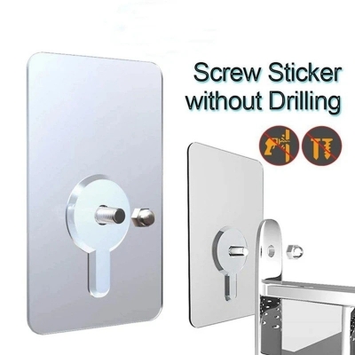 Picture of Screw Hooks with Nut Self Adhesive Hanging Holder Shelf Rack Mounted Photo Picture Wall Free Drill Kitchen Bathroom Decor