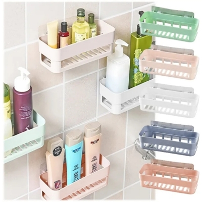 Picture of 1pic Bathroom Storage Rack Kitchen Organizer Shelf Black Shelves Corner Frame Iron Shower Punch Free Mounted Caddy Rack