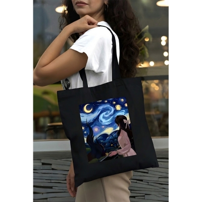 Picture of Craft Canvas Tote Bag Women Empowerment Unique Designed Cotton Canvas Tote Bag With Zipper for Women Girls Ladies Everyday Daily Useable Fashionable Hand Shoulder Bag For School College University Students