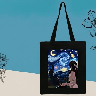 Picture of Clotex Tote Bag Ocean Wav Designed Cotton Canvas Tote Bag With Zipper for Women Girls Ladies Everyday Daily Useable Fashionable Hand Shoulder Bag For School College University Students