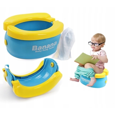 Picture of Foldable Portable Travel Potty - Training Toilet Seat for Boys & Girls, Novelty Yellow Banana Design, Comfy Toddler WC Chair