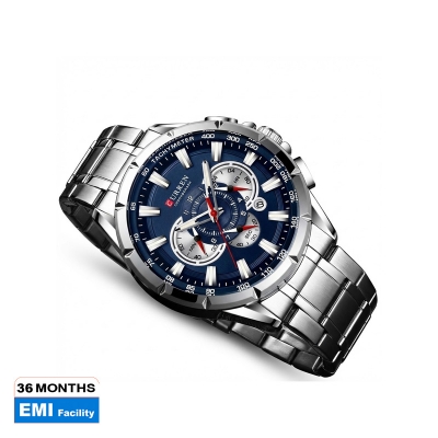 Picture of CURREN 8363 Original Watch for Men – Silver and Navy Blue