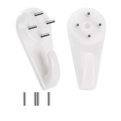 Picture of 2Pcs Mini Powerful Tracelss Wall Mounted Hanging Nail Hooks Removable Hanger Picture Hangers, Concrete/Plaster/Hard Wall Hooks, for Hanging Pictures, Tapestries, Clocks and Heavier Weights, Router Stand Hanger