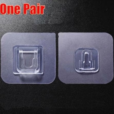 Picture of 1Pair Double Sided Wall Adhesive Hook Socket2 Pair Double Sided Wall Adhesive Hook Socket Holder Cable Storage Plug Fixing Organize Seamless Waterproof Reusable Holder.