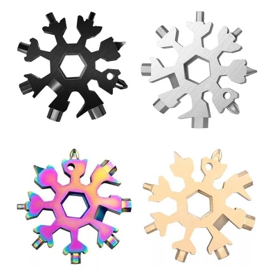 Picture of 18 In 1 Snowflake Multifunctional Pocket Tool Keyring Key Ring Spanner
