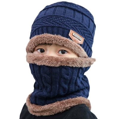 Picture of EMPOISON Kids Warm Winter Beanie Hat & Scarf Set for Boys Girls. Stylish Knit Skull Cap with Fleece Lining, Cold Snow Knit Cap, Air Proof Cap, Ear Warmer Cap