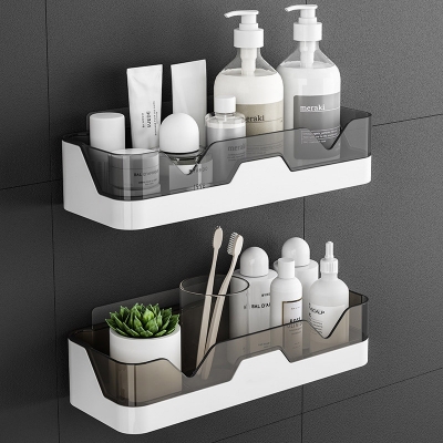 Picture of 1pic Bathroom Shelf Organizer No Drill Organizer Shower Storage Rack Wall Mount Plastics Toilet Shampoo Holder Bathroom Accessories