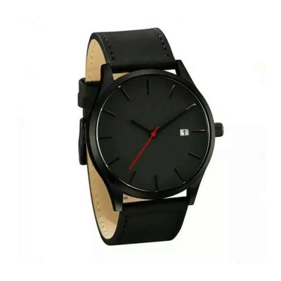 Picture of Black Leather Analog Watch for Men