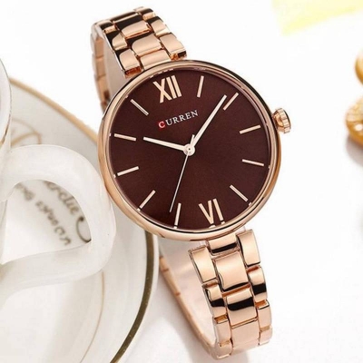 Picture of CURREN 9017 New Watches Women Luxury Brand Rose Gold Watch Women Quartz Creative Watch Wood Pattern Dial Fashion Watch
