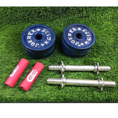 Picture of Combo Dumbbell Plate Set With Two 10-Inch Sticks - Includes 4 Plates Totaling 5 Kg - Blue And Silver Color Scheme