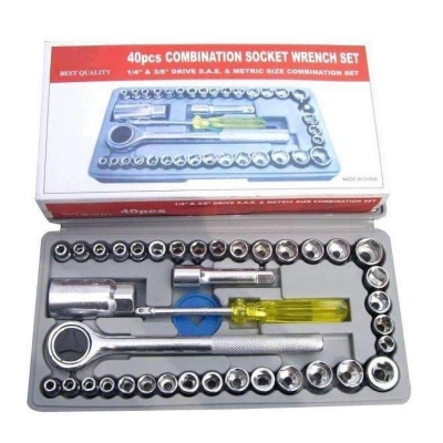 Picture of 40 in 1 Pieces Tool Kit and Screwdriver and Socket Set Automobile Tool Box Set