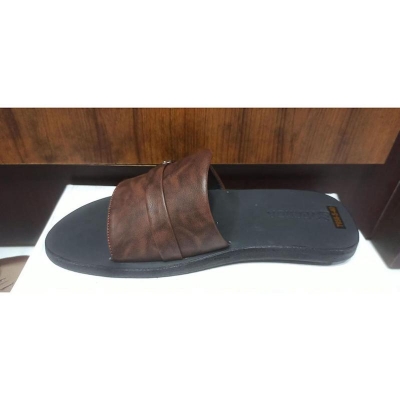 Picture of Stylish Leather Slides Sandal for men Chocolate
