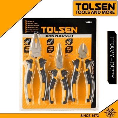 Picture of TOLSEN 3pcs Plier Set (Combination, Long Nose, Cutting Pliers) TPR Handle 10400