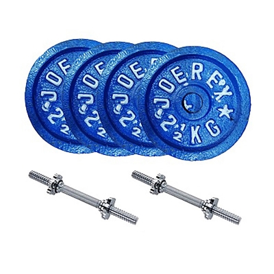 Picture of Four Pieces Dumbbell Set With Two 10 inch Sticks - 10Kg - Blue and Silver Combo