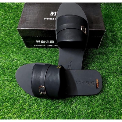 Picture of Stylish Leather Slides Sandal for men - Slides For Men