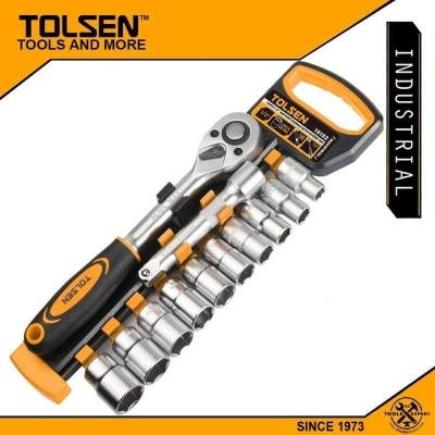 Picture of TOLSEN 12Pcs Quick Release Reversible Ratchet Handle w/ Socket Set (1/2" Drive) Industrial Series 15152
