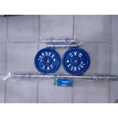 Picture of Dumbell set 5 kg plate 2 pic=10 kg 10 inchi stick 2 pic 3 fit burbell rod 1 pic fom 2 pic