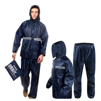 Picture of raincoat for men waterproof nylon fabrics xl/xxl/black and blue colour double part.