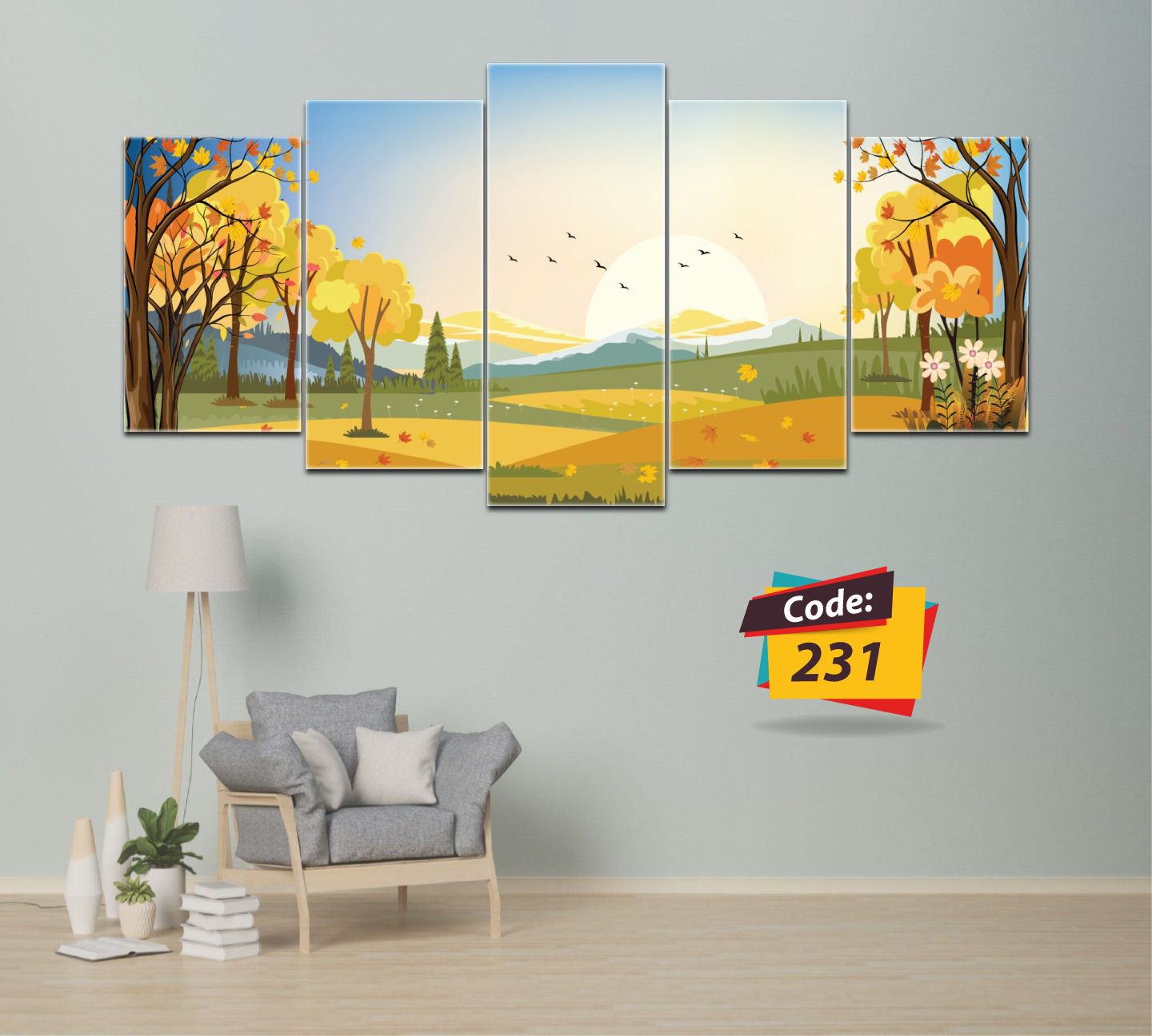 Picture of 5Pcs In 1 Set Wall Canvas Art (printing) code# 231 - Multicolor