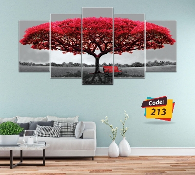 Picture of Wall Canvas Art Set of 5 Printed Modern Abstract Artwork for Living Room Decor, Code# 213 - Multicolor