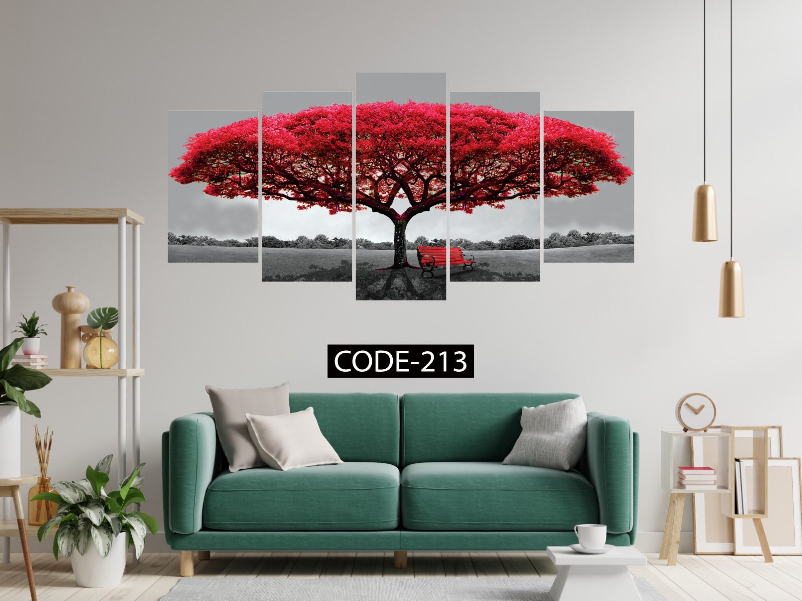 Picture of Wall Canvas Art Set of 5 Printed Modern Abstract Artwork for Living Room Decor, Code# 213 - Multicolor