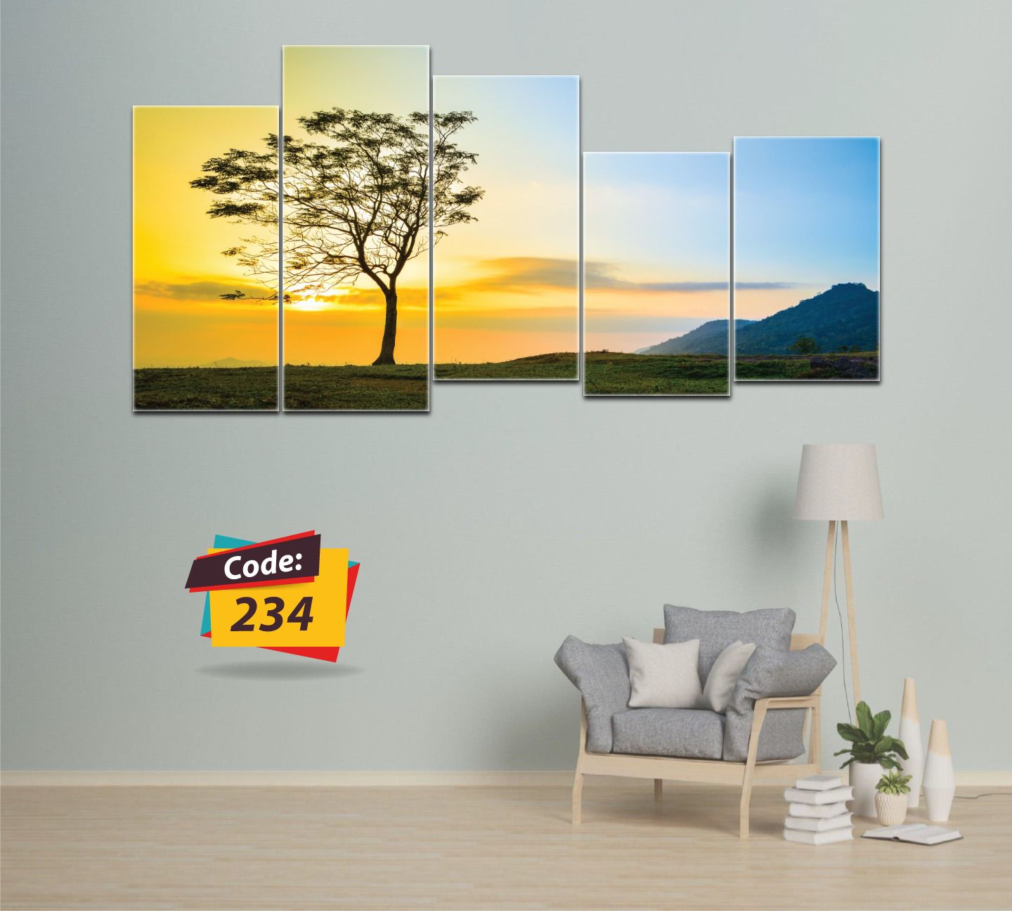 Picture of 5Pcs In 1 Set Wall Canvas Art (printing) code# 234 - Multicolor