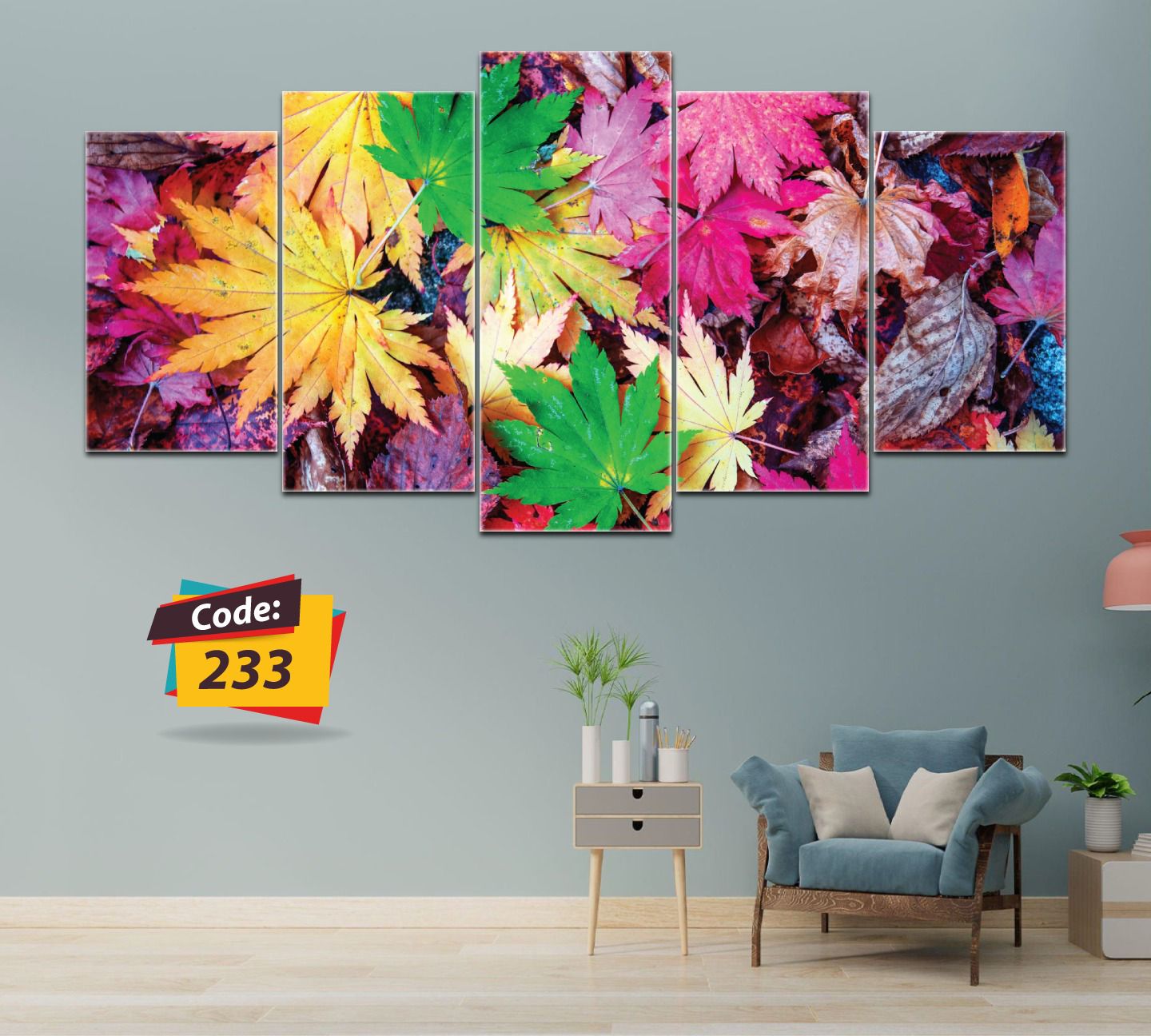 Picture of 5Pcs In 1 Set Wall Canvas Art (printing) code# 233 - Multicolor