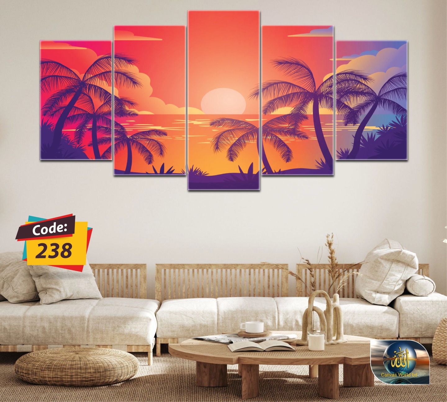 Picture of 5Pcs In 1 Set Wall Canvas Art (printing) code# 238 - Multicolor