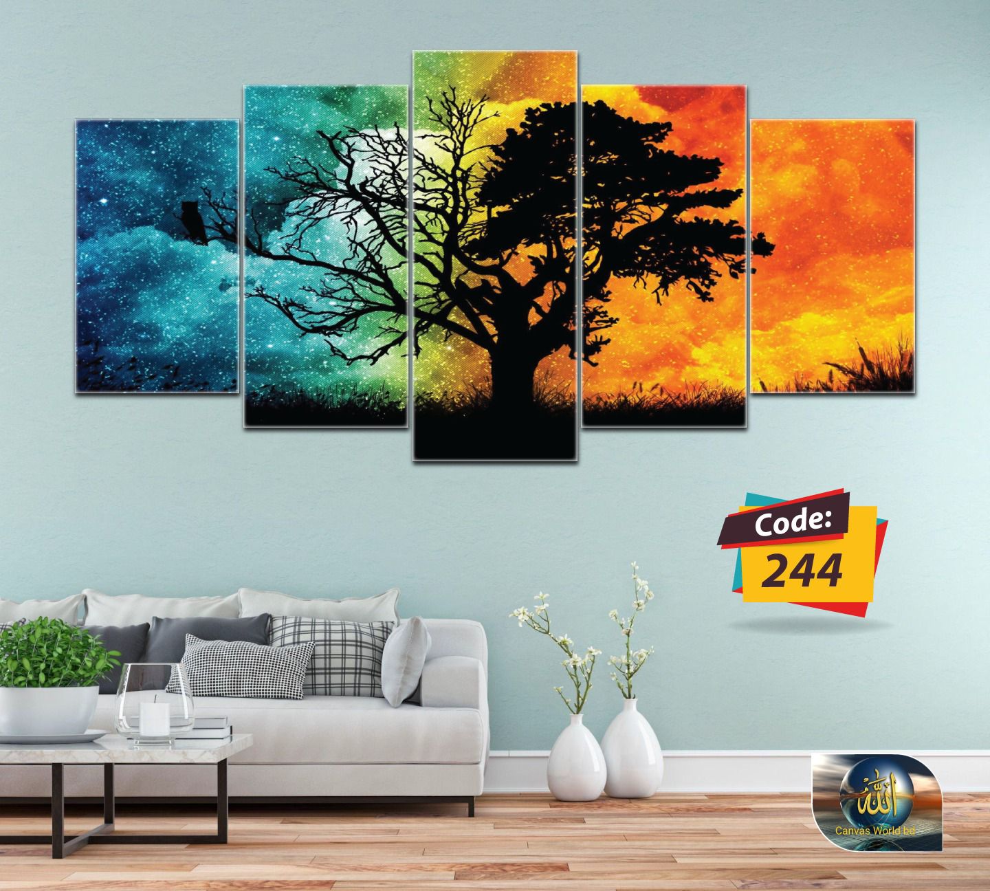 Picture of 5Pcs In 1 Set Wall Canvas Art (printing) code# 244 - Multicolor