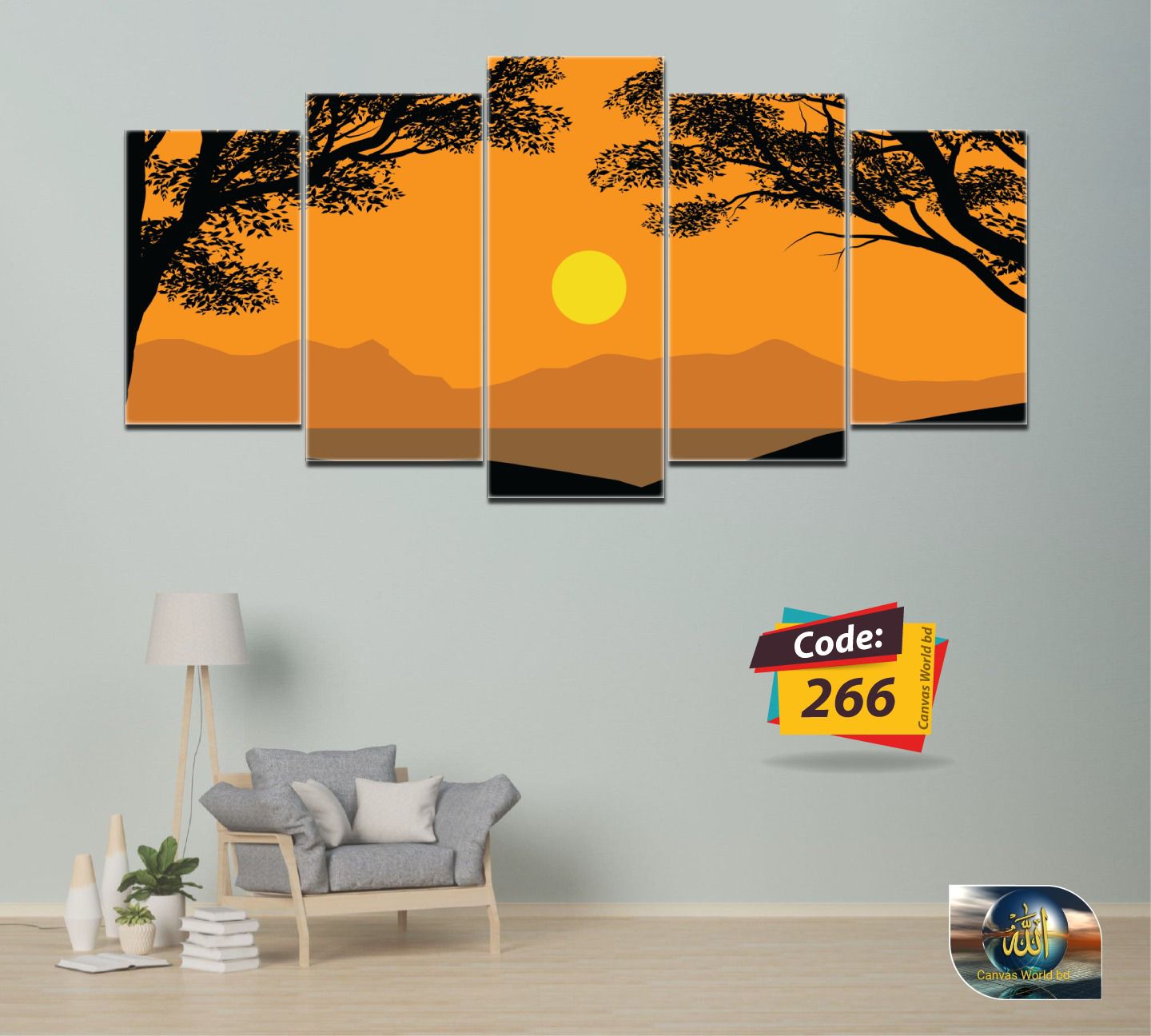 Picture of 5Pcs In 1 Set Wall Canvas Art (printing) code# 266 - Multicolor