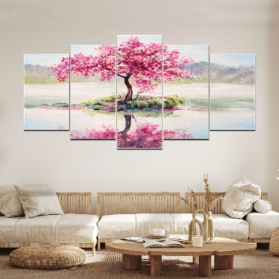 Picture of 5Pcs Wall Canvas Art Printing Set Matte HD Sticker with PVC Lamination - Multicolor