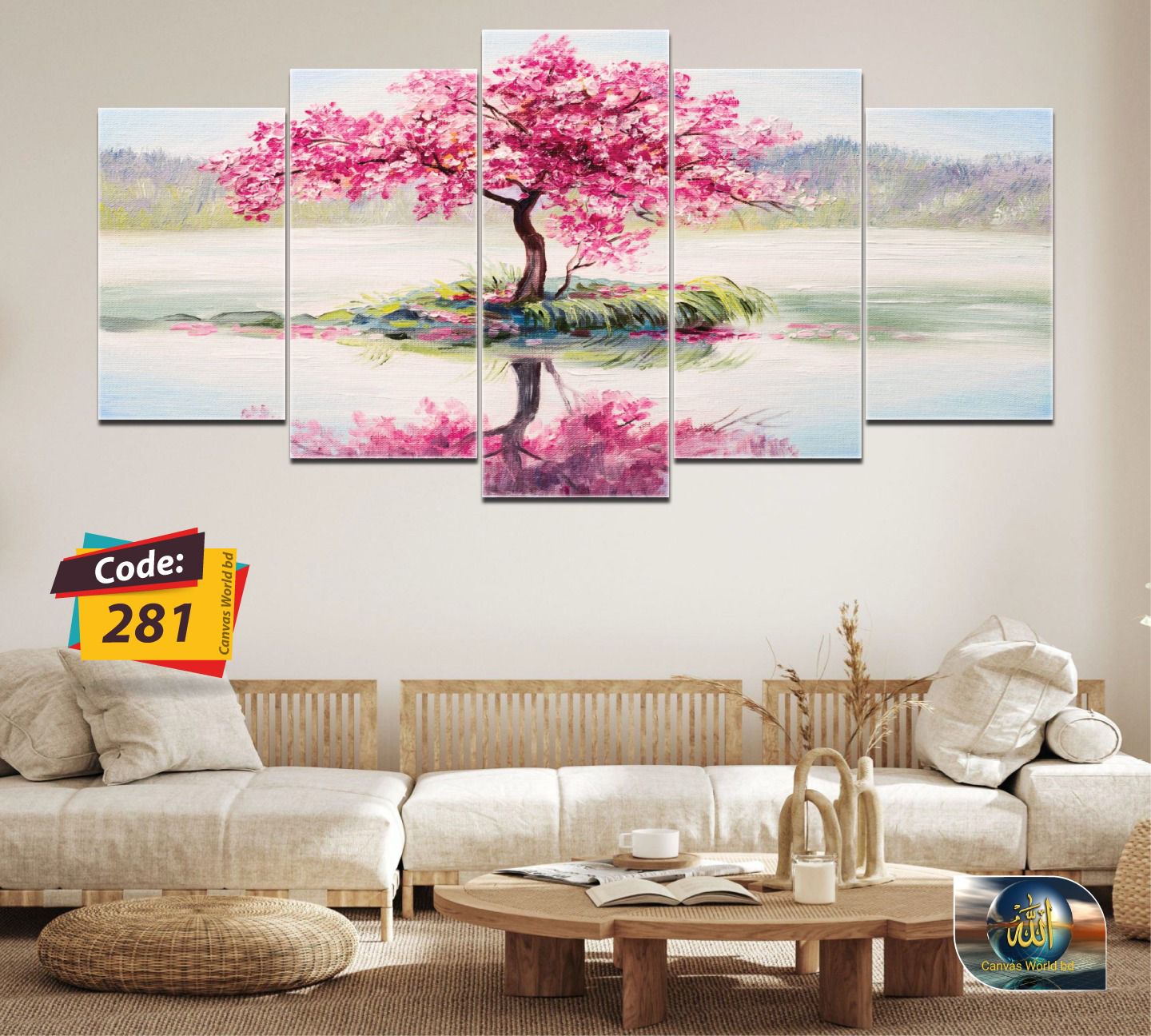 Picture of 5Pcs Wall Canvas Art Printing Set Matte HD Sticker with PVC Lamination - Multicolor