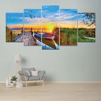 Picture of 5Pcs In 1 Set Wall Canvas Art Printing Matte HD Sticker with Glossy Lamination, 4ft x 2ft, Waterproof, Easy Installation - Multicolor