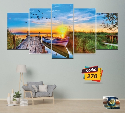 Picture of 5Pcs In 1 Set Wall Canvas Art Printing Matte HD Sticker with Glossy Lamination, 4ft x 2ft, Waterproof, Easy Installation - Multicolor