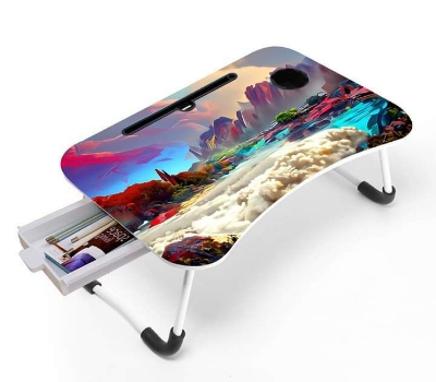 Picture of Printing KIDS READING WRITTING TABLE LAPTOP TABLE FOR BED CHINA Portable Desk Foldable LAPTOP STAND with drawer - Multicolor