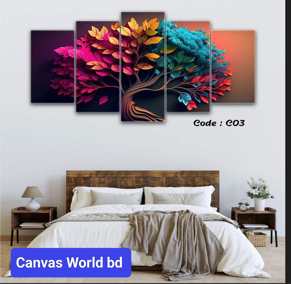 Picture of 18*36 inch 5Pcs In 1 Set Wall Canvas printing code#c06 - Multicolor