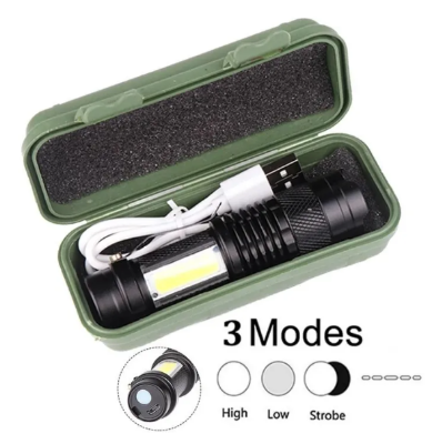 Picture of Telescopic Zoom Flashlight with XPE + COB LED - Multicolor