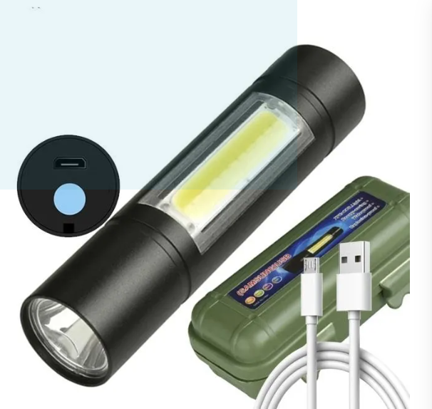 Picture of Telescopic Zoom Flashlight with XPE + COB LED - Multicolor