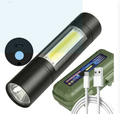 Picture of Telescopic Zoom Flashlight with XPE + COB LED - Multicolor