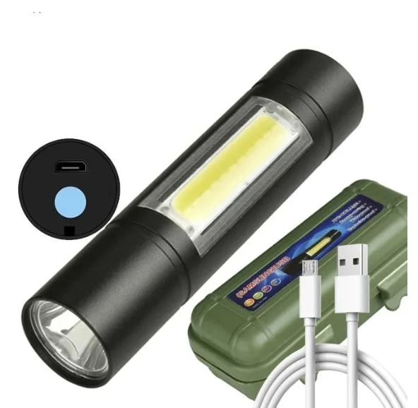 Picture of Telescopic Zoom Flashlight with XPE + COB LED - Multicolor