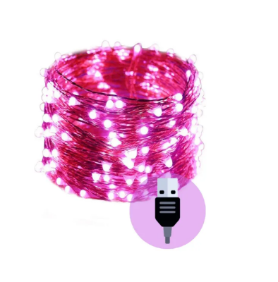 Picture of Led Waterproof 8‑Mode Copper String Fairy Light (10 m, 100 LED, Pink - Pink