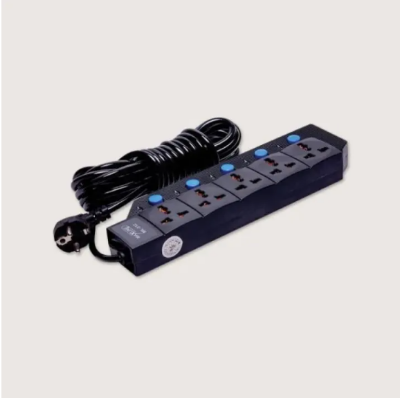 Picture of 5-Socket Multiplug Extension – 2m/5m/7ft/15ft/30ft – Heavy Duty Black Strip - Black