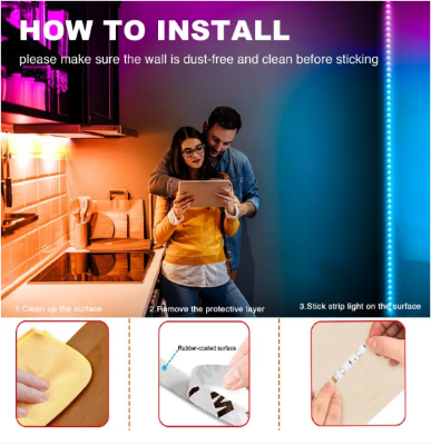 Picture of LED Light Strip RGB 5050 Set tape Color Changing LED Strip with Remote for Home Lighting - Multicolor