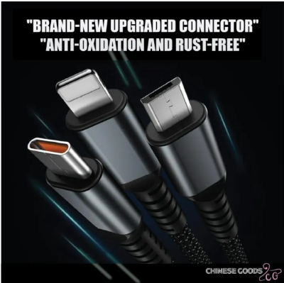 Picture of 100W 3-in-1 Fast Charging Cable with Smart Display – Pure Copper Core - Multicolor