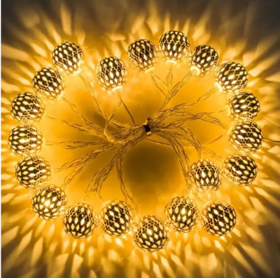 Picture of Golden Metal Ball Fairy Light, Metal Ball String Light - Fairy lights 20pcs string lights Party Wedding Decoration - Room Decoration Light - Room Decoration Light - Room Decoration Light - Fairy Lights - Multicolor