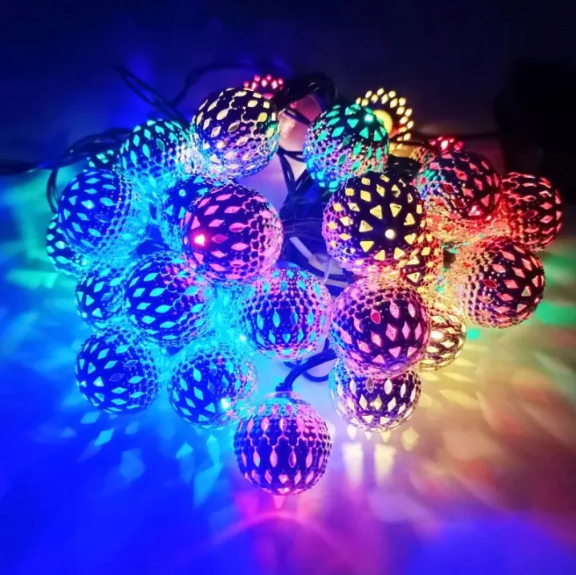 Picture of Golden Metal Ball Fairy Light, Metal Ball String Light - Fairy lights 20pcs string lights Party Wedding Decoration - Room Decoration Light - Room Decoration Light - Room Decoration Light - Fairy Lights - Multicolor