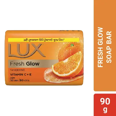 Picture of Lux Soap Bar Fresh Glow Tangerine & Vitamin C + E 90g (Free Closeup Toothpaste 7g)