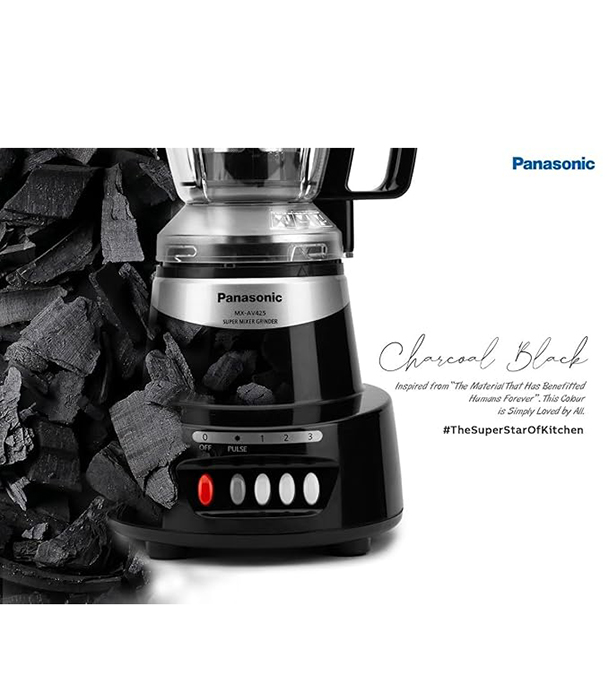 Buy Panasonic 1500W Max (9-in-1) Heavy Duty Mixer Grinder, 4 Jars, 360 Degree Rotating Pusher , SS-304 Hardened Blade, Double Safety Locking System (MX-AV425) Black at Best Price In Bangladesh
